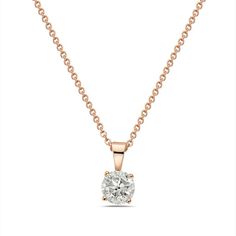 Ready for any occasion, this outstanding diamond pendant is a jewelry box must-have. Fashioned in 10K rose gold, this breathtaking choice showcases a dazzling 5/8 ct. diamond solitaire. Polished to a bright shine, this pendant suspends along an 18.0-inch cable chain that secures with a spring-ring clasp. Rose Gold Round Brilliant Cut Diamond Necklace, Classic Round Rose Gold Diamond Necklace, Classic Rose Gold Round Diamond Necklace, Rose Gold Round Pendant Diamond Necklace, Rose Gold Diamond Necklace With Single Cut Diamonds, Round Rose Gold Diamond Necklace, Rose Gold Diamond Solitaire Necklace With Round Pendant, Rose Gold Solitaire Diamond Necklace With Round Pendant, Rose Gold Solitaire Necklace With Single Cut Cubic Zirconia