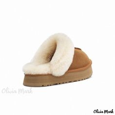 Olivia Mark - Premium Quality Faux Fur Slippers: Stylish Thick-Sole Snow Boots with Anti-Slip Design and Integrated Faux Fur Classic Sheepskin Slippers With Round Toe, Classic Sheepskin Slippers For Winter, Classic Suede Winter Slippers, Classic Closed Toe Winter Slippers, Classic Round Toe Synthetic Slippers, Winter Sheepskin Slip-on Slippers, Classic Round Toe Slippers For Fall, Fall Synthetic Slip-on Slippers, Sheepskin Slip-on Slippers For Fall