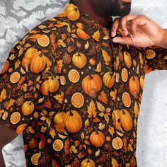 ❗❗ Size chart guide and drop-down menu shows product measurements taken when products are laid flat ❗❗ Life is full of pumpkin pieces, so let's embrace the spooky season! trick or treat! Pumpkin fest Short Sleeve Button-up Shirt features Exclusive, original artwork by Neoskull team. Each item is individually printed, cut, and sewn to ensure a flawless graphic with no imperfections. A great addition to Your cottagcore clothing wardrobe. Stay cool with this fun printed short-sleeve button-up shirt Halloween Shirt With Direct To Garment Printing, Relaxed Fit Short Sleeve Shirt For Fall, Fall Cotton Short Sleeve Camp Shirt, Fall Orange Collared Shirt, Halloween Short Sleeve Shirt, Orange Short Sleeve Shirt With Buttons, Cottagecore Dress, Orange Spice, Thanksgiving Shirts