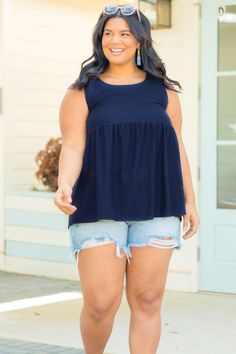 Introducing your new favorite top: The Weekender! Made for wearing beyond the weekend, this tank has a figure-flattering baby-doll fit, a soft fabric to keep you comfortable, and a solid navy color with a trendy French raised dot print easy to pair with everything in your wardrobe! Dress this top up or down and wear it all season long! Pair it with your favorite jeans and accessories for an effortlessly beautiful look you can own in every color! 
77% Polyester, 23% Rayon Navy Sleeveless Top For Day Out, Off Shoulder Dresses, Midi Dress Party, Model Fits, Maxi Dress Party, Every Color, Navy Color, Dot Print, Dress Romper