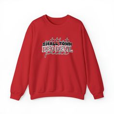 Custom Sweatshirt Small Town Pride HHS Red Devils School Sweatshirt Small Town Custom School Shirt Red Devils Personalized Sports Gift HHS - Etsy Personalized Sports Gifts, School Sweatshirts, Custom Sweatshirts, Geek Chic, Sports Gifts, Senior Year, School Shirts, New T, Small Town