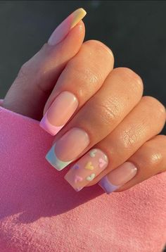 Nail Ideas No Tips, Pookie Nails, Pastel Nails Designs, Spring Acrylic Nails, Cute Simple Nails, Colorful Nails, Summery Nails, Girly Acrylic Nails