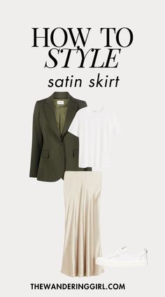 16 Amazing Satin Skirt Outfits Everyone Is Obsessed With - The Wandering Girl Silk Skirt Outfits Winter, How To Style Slip Skirt, Satin Skirt Office Outfit, What To Wear With Satin Skirt, Silk Skirt Winter Outfit, Styling Silk Skirt, Satin Skirt Sweater, How To Style Satin Skirt, Long Satin Skirt Outfit