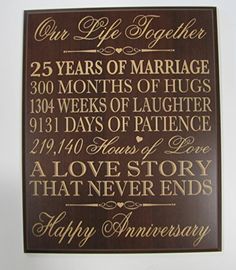 a wooden sign that says our life is together 10 years of marriage and twelve months of laughter