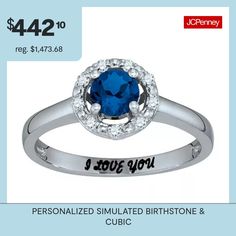 Ring Style: Halo RingsFeatures: PersonalizedSetting: ProngStone Cut: RoundMetal Color: WhiteRing Gallery Height: 6.3mmRing Top Length: 25.3mmRing Top Width: 21.8mmCare: Wipe CleanMetal: 10k GoldAssembled in the US from Imported Materials Personalized Cubic Zirconia Birthstone Ring, Birthday Diamond Gemstone Jewelry, Cubic Zirconia Jewelry With Accent Stones For Birthday, Diamond Gemstone Jewelry For Birthday, Personalized Cubic Zirconia Rings For Birthday, Cubic Zirconia Birthstone Ring With Accent Stones For Birthday, Birthstone Ring With Diamond Accents As Gift, Cubic Zirconia Birthstone Cluster Ring For Promise, Birthday Diamond Ring In Fine Jewelry Style