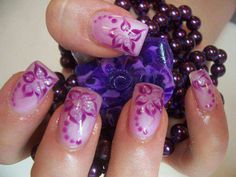 ♥ Unghie Nail Art, Purple Nail Designs, Nails And Hair, Hot Nails, Prom Nails, Unique Nails, Cool Nail Designs