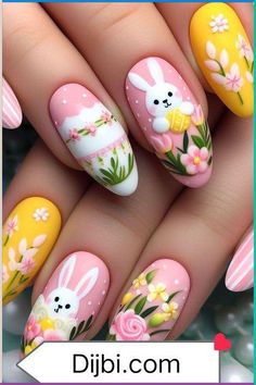 Dive into the enchanting world of nail art with Pink Nail Ideas 2024! 💖💅 These Spring Trend designs are perfect for adding a pop of color to your spring look. Don't miss out on the latest nail trends! 💅💖 #NailArt #PinkNailIdeas2024 💖💅 Easter Nails Natural, Nail Designs For Spring, Pastel Nail Art, Pink Nail Art Designs, Adorable Bunnies, Simple Spring Nails, Classy Nail, April Nails, Easter Nail