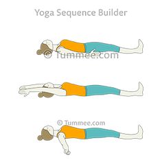 a woman doing the yoga sequence on her stomach and back, in three different positions