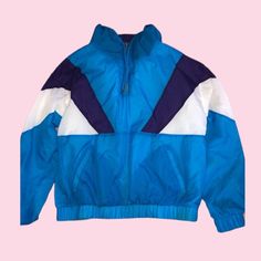 Brand New Never Worn. Blue, Purple & White. Retro Blue Long Sleeve Windbreaker, Retro Blue Long-sleeve Windbreaker, 90s Style Blue Track Jacket For Fall, Vintage Blue Color Block Outerwear, 90s Blue Windbreaker For Fall, 90s Style Blue Outerwear For Streetwear, 90s Inspired Long Sleeve Fall Outerwear, 90s Inspired Spring Streetwear Outerwear, 90s Inspired Long Sleeve Streetwear Outerwear