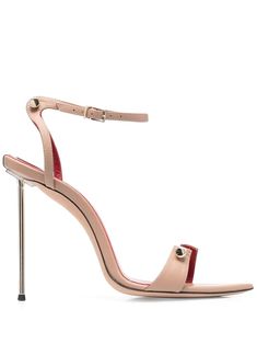 120mm bar-detail sandals from HARDOT featuring blush beige, box calf leather, gold-tone hardware, open toe, pointed toe, buckle-fastening ankle strap, branded leather insole and high stiletto heel. | HARDOT 120mm Bar-Detail Sandals Preppy Luxury, Modern Preppy, Bar Detail, Shoe Closet, Boot Bag, Stiletto Heel, Miu Miu, Calf Leather, Ankle Strap