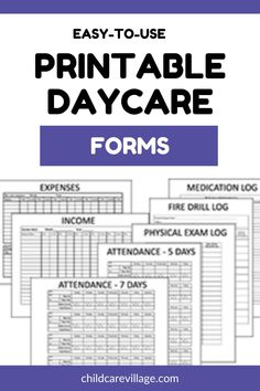 printable day care forms with the text easy - to - use printable day care forms