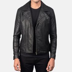 This black leather jacket has a sleek yet sophisticated design. It is made of premium-quality black leather with a matte and modern finish. This versatile leather jacket exhibits a tailored fit style that is perfect for casual and formal gatherings. The jacket ensures comfort because of its soft and quilted lining inside. This black quilted leather jacket features a wide-notch lapel with an asymmetrical zipper closure from the front. It also has a slanting zipper pocket on the chest and two slan Quilted Leather Jacket, Black Leather Biker Jacket, Lambskin Leather Jacket, Biker Leather, Leather Biker Jacket, Black Quilt, Sophisticated Design, Black Leather Jacket, Leather Jacket Men