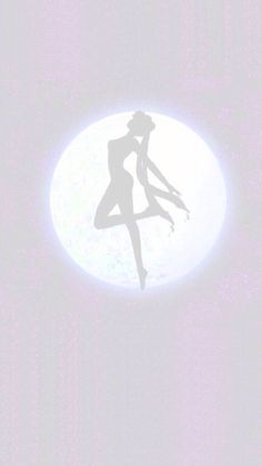 the silhouette of a woman standing in front of a full moon with her legs spread out