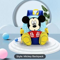 Small Mickey Mouse Backpack Front Body With 3-Zipper Pockets Cartoon Style Blue Bag For Everyday Use, Character Style Blue Backpack For Back To School, Blue Cartoon Bag For Everyday Use, Blue Backpack With Zipper For Disney Trips, Blue Portable Backpack For Back To School, Blue Cartoon Bags For Back To School, Blue Character Backpack For Disney Trips, Blue Cartoon Backpack For Everyday Use, Blue Cartoon Style Backpack