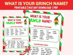 a printable grino christmas game for kids with the name and number on it