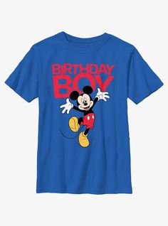 100% CottonWash cold; dry lowImportedListed in youth sizes Friends Happy Birthday, Rock Star Birthday, Happy Birthday Boy, Happy Birthday Kids, Mickey Birthday, Boys Graphic Tee, Jumping For Joy, Friends Happy, Mickey Mouse Birthday