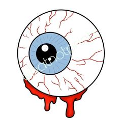 an eyeball with blood dripping down the bottom and inside it's irise