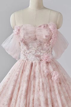 Pink Flower Long Princess Dress Off the Shoulder Tulle Evening Party Dress Tulle Evening Dress With Floral Applique For Party, Party Evening Dress With Floral Applique In Tulle, Party Evening Dress With Floral Applique And Tulle, Pink Tulle Banquet Dress, Fitted Princess Dress With Floral Applique For Party, Fitted Tulle Princess Dress For Banquet, Spring Ball Gown Evening Dress With Floral Applique, Party Tulle Ball Gown With Floral Applique, Spring Floral Applique Ball Gown Evening Dress