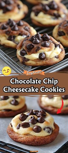 Chocolate Chip Cheesecake Cookies Chips A Hoy Cookies Dessert Recipes, Brownie Cheesecake Cookie, No Bake Cheesecake Cookies, Brownie Cheesecake Cookies, Reeses Chocolate Chip Cookie, Cheesecake Stuffed Chocolate Chip Cookies, Cheesecake Chocolate Chip Cookies, Chocolate Chip Cheesecake Cookies, Cheesecake Cookies Easy