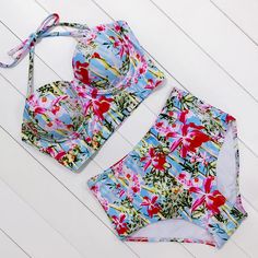 Item Type: Bikinis Set Gender: Women Waist: High Waist Support Type: Underwire With Pad: Yes Pattern Type: Print Pattern Type: Floral Material: Polyester Material: Spandex Fit: Fits smaller than usual. Please check this store's sizing info year: Bikinis Women 2019 Size: S, M, L, XL, XXL color: Blue, Green, Orange, Pink, Purple decoration: Padded style: Bikini push up suit: Women Swimwear two piece suit: two piece suit set: Two Piece set Feature: Retro bikini Swimsuit Dresses, Floral Print Swimwear, High Waist Swimsuit, Retro Bathing Suits, Padded Swimwear, Vintage Bathing Suits, High Waisted Bathing Suits, Push Up Swimsuit, Swimwear High Waisted