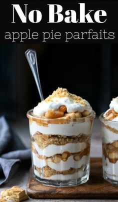 no bake apple pie parfaits in two glasses