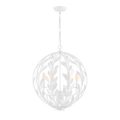 Crystorama - 506-MT - Six Light Chandelier - Broche - Matte White Kitchen Dining Lighting, Bedroom Living Area, Lights For Dining Room, Dining Room Lights, Retro Pendant Lights, Cage Chandelier, Crystorama Lighting, Transitional Home, White Chandelier