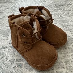 Baby Ugg Boots, Like New Condition. Never Worn. Size 2-3 Casual Non-slip Round Toe Booties, Casual Non-slip Boots For Playtime, Casual Lace-up Booties For Playtime, Outdoor Boots With Soft Sole And Round Toe, Casual Booties With Soft Sole And Round Toe, Casual Round Toe Booties For Playtime, Casual High-top Non-slip Booties, Casual Closed Toe Boots With Soft Sole, Casual Closed Toe Booties With Soft Sole