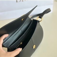 1:1 Replica Bags  Measurement: 23 x 15 cm / 9.1 x 5.9 inches   CD signature on the front  Flap closure  Interior compartment with zip pocket and patch pockets  Adjustable leather shoulder strap  Dust bag included Patch Pocket, Calf Skin, Zip Pockets, Dust Bag, Cd, Shoulder Strap, Leather, Black