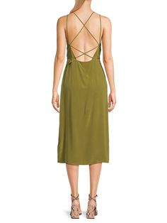 Square Neckline Sleeveless Side Zipper Self-Tie Belt Criss-Cross Back Silk Hand Wash Imported Size & Fit Sheath Silhouette About 49 From Shoulder To Hem Model Shown Is 5'10" (177cm) Wearing Us Size 4. Womens - W Contemporary > Saks Off 5th. Equipment. Color: Avocado. Size: 4. Midaxi Dress, Model Show, Tie Belt, Square Neckline, Criss Cross, Side Zipper, Dresses For Sale, Avocado, On Sale