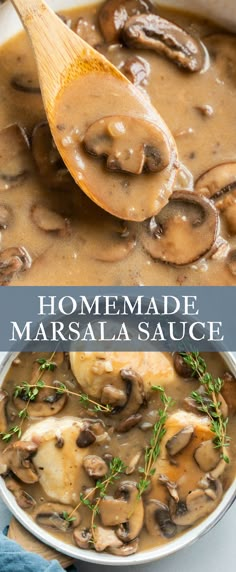 homemade masala sauce with mushrooms in a white bowl