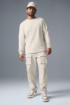 Thick and substantial with just-right drape, think of the Double Take as a leveled-up version of your favorite long sleeve. The fit is a touch oversized (in a cool way, not a slouchy way) with slightly extended sleeves, ribbed cuffs and a slightly extended hem. Wear it with baggy cargos, casual shorts or any time you want to look put-together with minimal effort. Baggy Cargos, Womens Onesie, Womens Capris, Double Take, The Double, Alo Yoga, Mens Sweatpants, Bra Tops, Short Tops