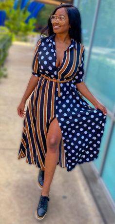 Front Open Dress, Open Dress, Dress With Split, Comfy Dress, Comfy Dresses, Stripe Dress, Style Maxi Dress, Empire Waist, Dress Materials