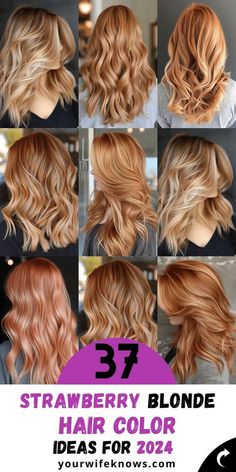 Blonde With Strawberry Blonde Lowlights, Blonde Lowlights, Hair Extensions For Short Hair, Hair Color Caramel, Strawberry Blonde Hair, Blonde Hair Looks, Usa Outfit, Strawberry Blonde