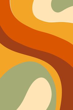 an orange and green abstract background with wavy lines