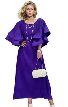 Purple Flutter Sleeve Dress Rich Purple, Suit Pant, Flutter Sleeve Dress, Purple Hues, Flutter Sleeves, Skirt Suit, British Indian, Flutter Sleeve, Sleeve Dress