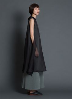 KAAREM - Glass Overlap Side Slit Organza Silk Dress - Black Silk Organza Dress, Production Studio, Organza Dress, Sheer Fashion, Layer Dress, Silk Organza, 8 Weeks, Nun Dress, Silk Dress