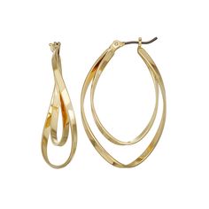 Put a twist on your look with these chic hoop earrings. Put a twist on your look with these chic hoop earrings. EARRING DETAILS Length: 1.54 in. Backings: click-it Metal: alloy Finish: polished Nickel safe Not appropriate for children 14 years old and younger. Size: One Size. Color: Gold. Gender: female. Age Group: adult. Chic Metal Hoop Wrap Earrings, Chic Twisted Hoop Earrings, Twist Hoop Earrings, Double Twist, Polished Nickel, Gender Female, Age Group, Gold Bracelet, Gold Tones