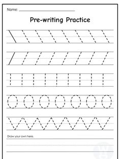 the printable worksheet for pre - writing practice is shown in this image