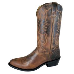 Genuine leather construction; Manmade lining; Goodyear welt construction; Western heel; Rubber sole; Western toe Mountain Boots, Leather Western Boots, Smoky Mountain, Western Boot, Goodyear Welt, Brown Leather Boots, Smoky Mountains, Western Boots, Boots Men