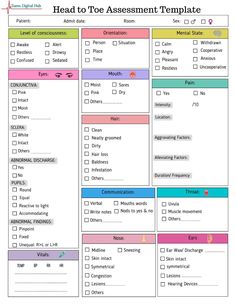 a printable to - do list for kids with the words, head to toe assignment template