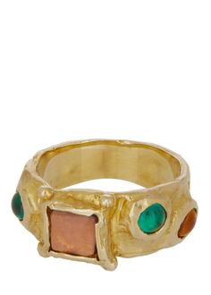 Suede Ring in Brass - Lavender – Mondo Mondo Modern Gold Rings With Stones, Modern Rings With Stones, Modern Multi-stone Emerald Ring Gift, Modern Multi-stone Green Rings, Modern Green Multi-stone Rings, Gold Fusion Rings With Stones, Modern Sterling Silver Rings With Stones, Multicolor Bezel Set Ring, Multicolor Ring With Bezel Setting