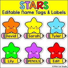 star name tags and labels for kids