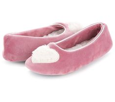 Offering feminine style, a fun faux-fur heart accent, plush memory foam, and super-soft construction, the Zoe ballerina slipper is a beautiful way to keep feet feeling cozy. From Floopi. Ballerina Slippers, Sleepwear & Loungewear, Feminine Style, Faux Suede, Memory Foam, Faux Fur, Fashion Inspo, Lounge Wear, Slippers