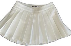 White High Waist Y2k Mini Skirt, Y2k Style White Mini Skirt For Spring, Y2k White Mini Skirt For Spring, White High Waist Mini Skirt Y2k Style, Y2k Style Pleated Tennis Skirt For Summer, Y2k Pleated Tennis Skirt For Summer, White Fitted Y2k Skort, Y2k Style Solid Color Skort For Spring, Y2k Style Pleated Skort For Summer