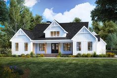 this is an artist's rendering of the farmhouse style house plans for small homes