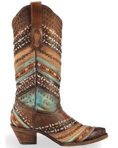 Corral Brown & Turquoise Embroidery and Studs Cowgirl Boots - Snip Toe, Brown Festival Embellished Boots With Round Toe, Embellished Festival Boots With Round Toe, Embellished Leather Boots With Snip Toe, Western Style Embellished Leather Boots, Western Leather Embellished Boots, Embellished Round Toe Leather Boots, Leather Embellished Boots With Round Toe, Leather Embellished Round Toe Boots, Brown Embellished Round Toe Boots