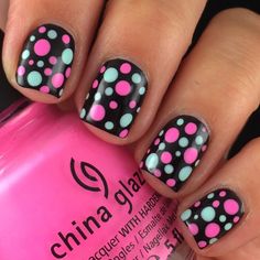 cute dotticure nails Bling Manicure, Polka Dot Nail Art Designs, Dot Nail Art Designs, Color Manicure, Spring Manicure, Polka Dot Nail Designs, Holiday Manicure, Dot Nail Designs