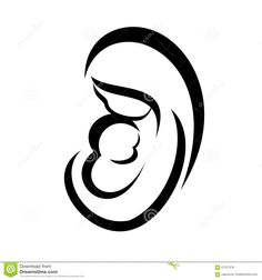 a black and white letter b with a baby's head in the shape of a circle