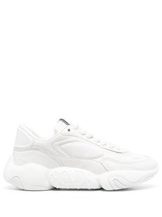 white calf leather VLogo Signature logo patch at the tongue panelled design round toe front lace-up fastening chunky rubber sole White Calf Leather Sneakers With Embossed Logo, Sporty White Calf Leather Sneakers, White Leather Platform Sneakers With Embossed Logo, Designer White Low-top Platform Sneakers, White Calf Leather Sporty Sneakers, White Leather Chunky Sneakers With Contrast Sole, Luxury White Sneakers With Textured Sole, White Calf Leather Sneakers For Streetwear, White Medium Fit Low-top Chunky Sneakers