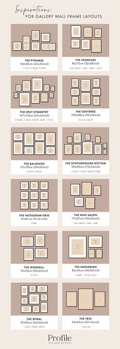 an info sheet showing the different layouts for each product, and how to use them